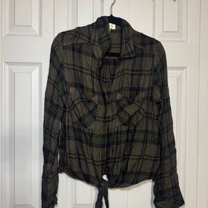 Cloth & Stone Brown Plaid Button Down Shirt